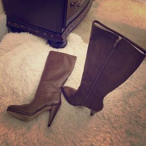 Tan knee boots